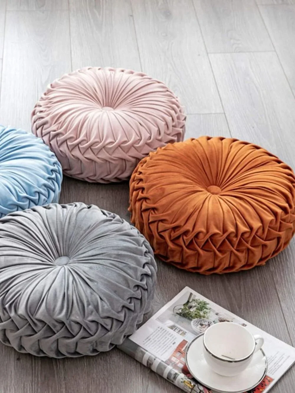 Decorative 3D Pumpkin Velvet Throw Pillow - Round Cushion for Couch, Sofa, Bed